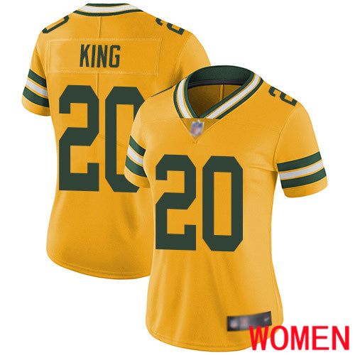 Green Bay Packers Limited Gold Women #20 King Kevin Jersey Nike NFL Rush Vapor Untouchable->women nfl jersey->Women Jersey